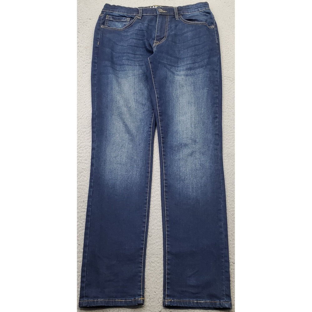 Lazer Skinny Jeans Mens 32/32 Blue Denim Contrast Stitch 5 Pocket Whiskered